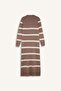 Regular Fit Polo Neck Buttoned Striped Long Sleeve Maxi Knit Dress D6523Axns - 8