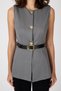 Anthracite Gold Buttoned Belted Vest 8145A - 4
