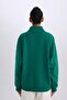 Oversized Wide Fit Mock Neck Sports Printed Athlete Sweatshirt D1701Ax24Au - 6