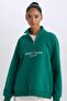 Oversized Wide Fit Mock Neck Sports Printed Athlete Sweatshirt D1701Ax24Au