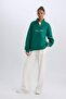 Oversized Wide Fit Mock Neck Sports Printed Athlete Sweatshirt D1701Ax24Au - 2