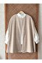 Women's Oversize Beige Tweed Poncho - 6