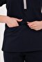 Navy Blue Myra Premium Lycra Fabric Bottom Top Doctor Nurse Jersey Set Scrubs Uniform - 3