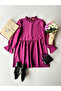 Women's Plum Color Ruffle Collar Tunic - 5