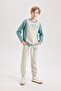 Boy's 2-Piece Set Thick Crew Neck Sweatshirt Elastic Waist Jogger Sweatpants D2043A824Au - 2