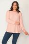 Women's Plus Size Pink DIY Striped Crew Neck Tunic 65n30416 - 7