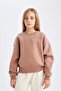 Girl's Relax Fit Crew Neck Printed Sweatshirt D2886A824Wn