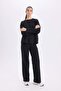 2-Piece Suit Crew Neck Long Sleeve Basic Solid Top Wide Leg Wide Loose Leg Bottom E1712Ax24Wn - 2