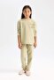 Girls' Pajama Set Long Sleeve Top Elastic Waist Bottom - 2
