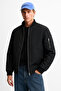 New Season Black Men's Bomber College Jacket - 2