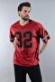 Claret Red Printed V-Neck Men's T-Shirt E5838