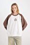 Coool Loose Fit Crew Neck Printed Color Block Sweatshirt D6669Ax24Wn - 4