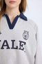 Yale University Oversize Wide Fit Polo Neck Printed Thick Sweatshirt D7001Ax24Wn - 5