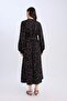 A-Line Bow Collar Print Belmando Long Sleeve Maxi Dress D5948Ax24Wn - 6