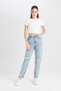 Lina Mom Fit Washed Jean Pants Ripped Detail High Waist Ankle Length C7615Ax24Au - 3
