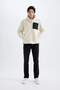 Slim Fit Slim Fit Plush Coat with Stand Collar and Zippered Pockets A3255Ax24Wn - 6