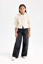 Basic Plain High Neck Zippered Knitwear Cardigan for Girls C9557A824Wn - 2