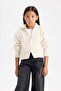 Basic Plain High Neck Zippered Knitwear Cardigan for Girls C9557A824Wn - 3
