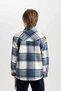 Boy's Oversize Wide Fit Polo Neck Flannel Long Sleeve Shirt D6687A824Wn - 6