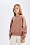 Girl's Relax Fit Crew Neck Printed Sweatshirt D2886A824Wn - 4