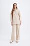 Relax Fit Elastic Waist Thessaloniki Fabric Basic Plain Knitwear Trousers B4311Ax24Wn - 4