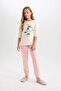 Girls' Pajamas Set Snoopy Long Sleeve Top with Elastic Waist Long Bottom D9176A824Wn