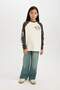 Girls Oversize Wide Fit Crew Neck Printed Long Sleeve T-Shirt D2888A824Wn - 2