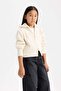 Basic Plain High Neck Zippered Knitwear Cardigan for Girls C9557A824Wn - 4