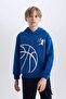 Boys' Hooded Sports Printed Sweatshirt D4346A824Wn