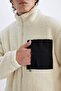 Slim Fit Slim Fit Plush Coat with Stand Collar and Zippered Pockets A3255Ax24Wn - 8