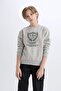 Crew Neck Printed Soft Fleece Inside Sweatshirt for Boys D6223A824Cw - 4