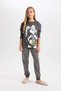 Girls' Pajamas Suit Looney Tunes Long Sleeve Top with Elastic Waist Long Bottom D6657A824Wn - 2