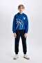 Boys' Hooded Sports Printed Sweatshirt D4346A824Wn - 2