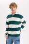 Boxy Fit Polo Collar Striped Sweatshirt D1784Ax24Wn - 4