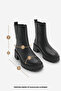 Women's Genuine Leather Zippered Thick Heeled Serrated Sole Daily Boots Forlas Black - 8