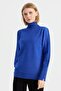 Women's Full Turtleneck Slit Sleeve Sweater S.Blue - 5
