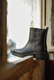 Women's Genuine Leather Zippered Thick Heeled Serrated Sole Daily Boots Forlas Black - 5
