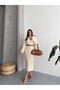 Women's Half Fishing Zipper Long Knit Dress - 2