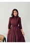 Women's Pleated Detailed Long Length Belted Special Occasion Casual Dress - 4