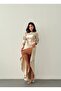 Long, ruffled dress with slit skirt for special occasions, weddings, engagements, and graduations. - 3