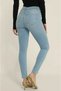 Light Blue Lycra High Waist Skinny Jeans Trousers - 3