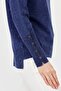Women's Full Turtleneck Slit Sleeve Sweater Navy Blue - 7