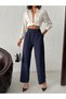 Women's Palazzo Double Fabric Velcro Closure Zippered Pocket Trousers - 8