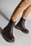 Women's Genuine Leather Daily Boots Thick Serrated Sole Fesco Brown - 4