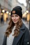 Women's Winter Leather Label Detailed Black Wool Beret - 2