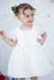 Baby Girl Kids Dress with Ribbon White Scalloped Birthday Wedding Party Special Occasion Eid Dress - 2