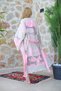 Muslin Kimono 100% Cotton Frida Patterned Jacquard Bathrobe Kaftan Dressing Gown Pink - 5