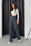 Women's High Waist Lycra Velcro Palazzo Trousers 3030 Smoked - 7