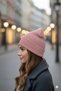 Women's Winter Leather Label Detailed Powder Wool Beret - 4