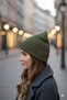Women's Winter Leather Label Detailed Khaki Wool Beret - 4